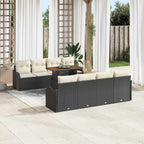 Garten-Sofa-Set mit Kissen 7 pcs Schwarz und Creme