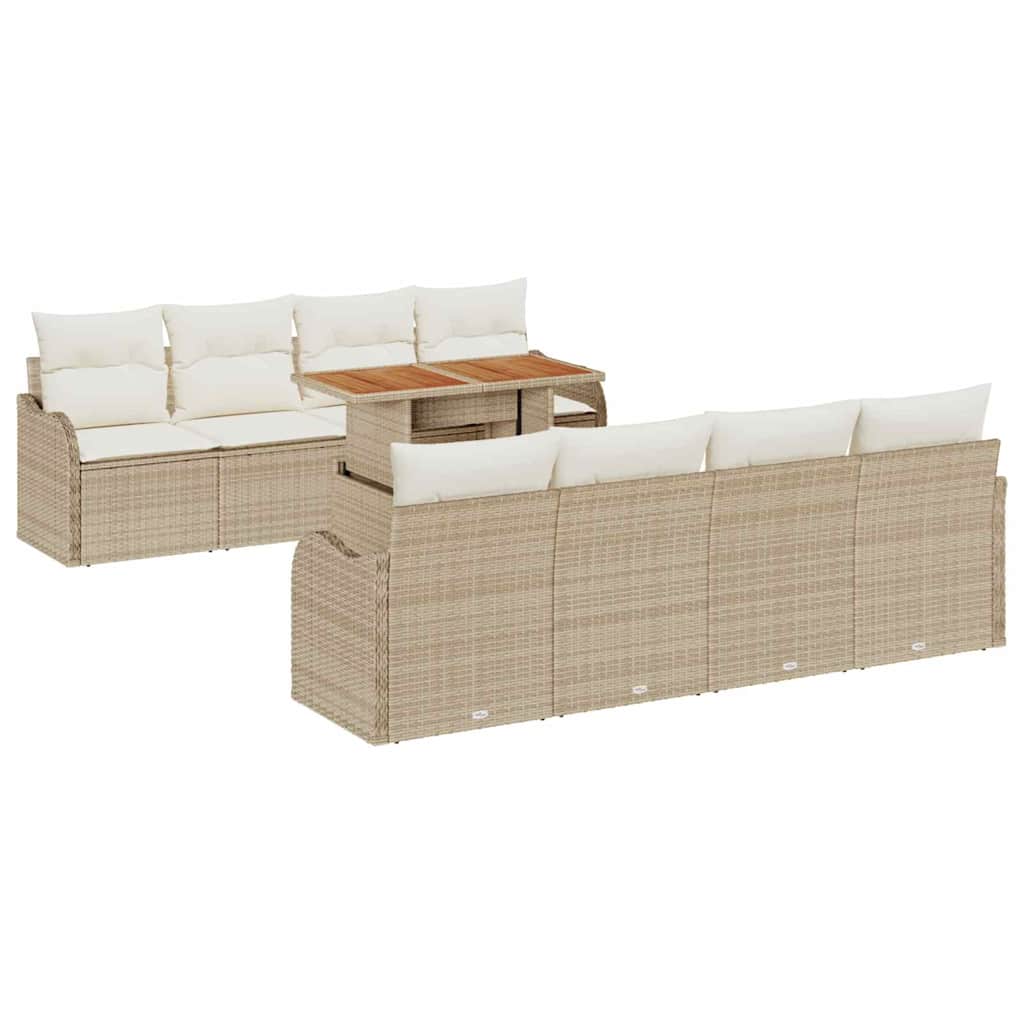 Garten-Sofa-Set mit Kissen 7 pcs Beige und Creme