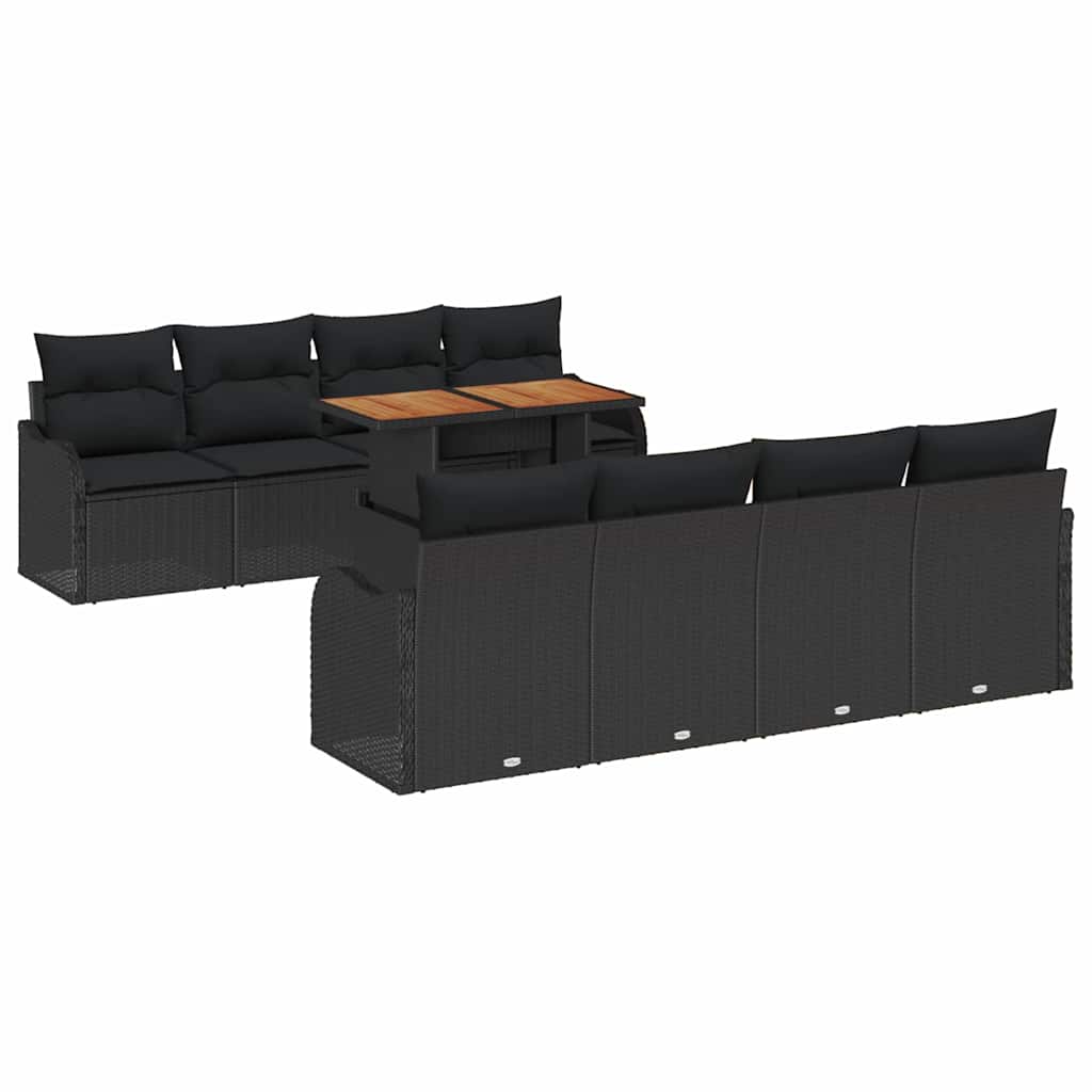 Garten-Sofa-Set mit Kissen 7 pcs Schwarz