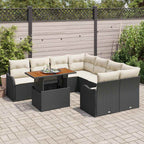 Garten-Sofa-Set mit Kissen 7 pcs Schwarz und Creme