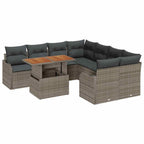 Garten-Sofa-Set mit Kissen 7 pcs Grau