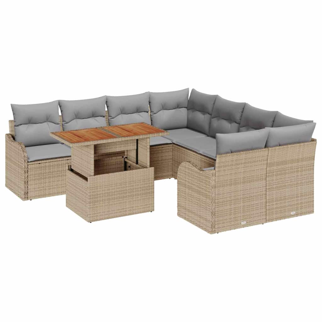 Garten-Sofa-Set mit Kissen 7 pcs Beige und Hellgrau