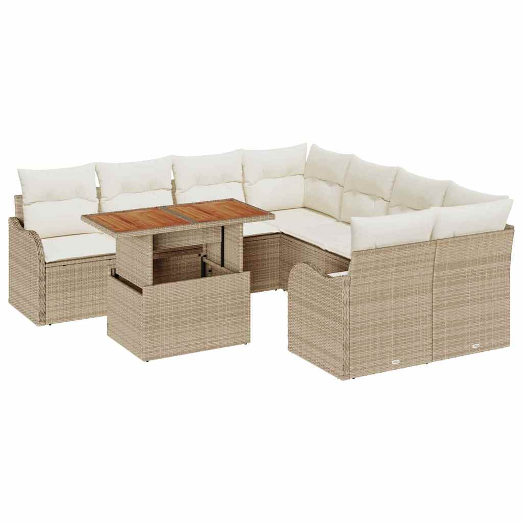 Garten-Sofa-Set mit Kissen 7 pcs Beige und Creme