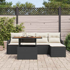 Gartensofa-set mit Kissen 6 pcs Schwarz und Creme Poly-Rattan