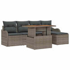 Gartensofa-set mit Kissen 6 pcs Grau Poly-Rattan