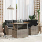 Gartensofa-set mit Kissen 5 pcs Grau Poly-Rattan