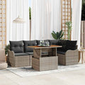 Gartensofa-set mit Kissen 6 pcs Grau Poly-Rattan