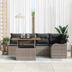 Gartensofa-set mit Kissen 6 pcs Grau Poly-Rattan