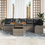 Garten-Sofa-Set mit Kissen 7 pcs Grau