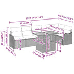 Garten-Sofa-Set mit Kissen 7 pcs Grau