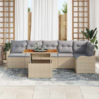 Garten-Sofa-Set mit Kissen 7 pcs Beige und Hellgrau