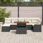 Garten-Sofa-Set mit Kissen mit Speicher 8 pcs Schwarz und Creme