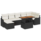 Garten-Sofa-Set mit Kissen mit Speicher 8 pcs Schwarz und Creme