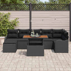 Garten-Sofa-Set mit Kissen mit Speicher 8 pcs Schwarz