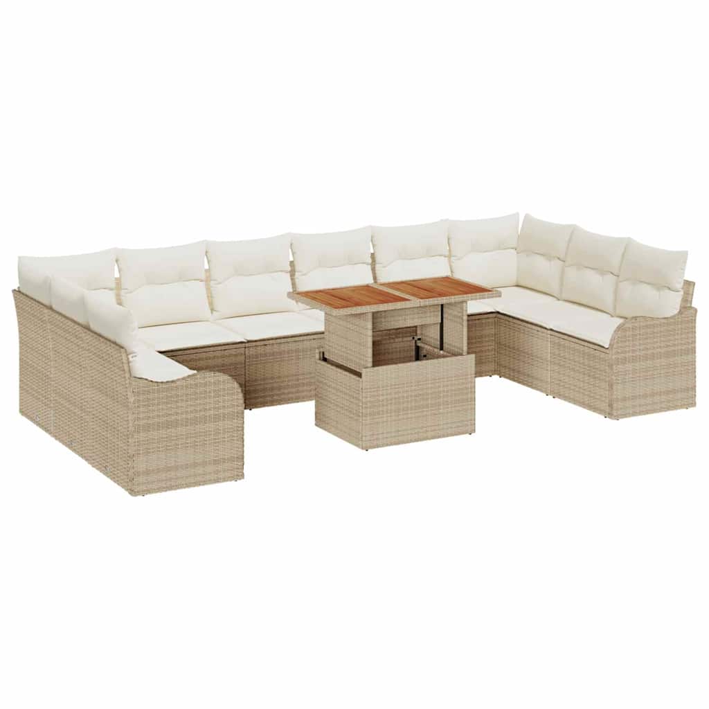 Garten-Sofa-Set mit Kissen 11 pcs Beige und Creme