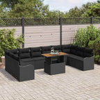 Garten-Sofa-Set mit Kissen 11 pcs Schwarz