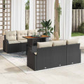 Garten-Sofa-Set mit Kissen 7 pcs Schwarz und Creme