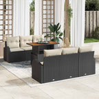 Garten-Sofa-Set mit Kissen 7 pcs Schwarz und Creme