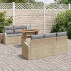 Garten-Sofa-Set mit Kissen 7 pcs Beige und Hellgrau