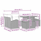 Garten-Sofa-Set mit Kissen 7 pcs Beige und Hellgrau