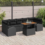 Garten-Sofa-Set mit Kissen 8 pcs Schwarz