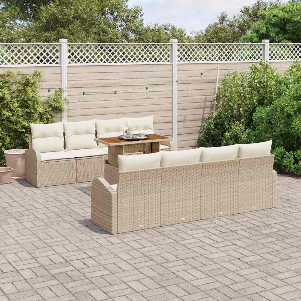 Garten-Sofa-Set mit Kissen 7 pcs Beige und Creme