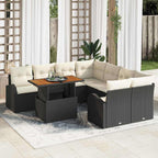 Garten-Sofa-Set mit Kissen 9 pcs Schwarz und Creme
