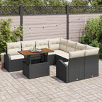 Garten-Sofa-Set mit Kissen 9 pcs Schwarz und Creme