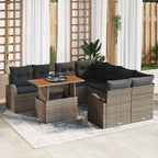Garten-Sofa-Set mit Kissen 9 pcs Grau