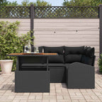 Garten-Sofa-Set mit Kissen 5 pcs Schwarz
