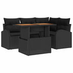Garten-Sofa-Set mit Kissen 5 pcs Schwarz