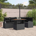 Garten-Sofa-Set mit Kissen 6 pcs Schwarz