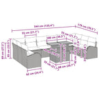 Garten-Sofa-Set mit Kissen 11 pcs Grau