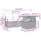 Garten-Sofa-Set mit Kissen 5 pcs Schwarz