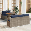 Garten-Sofa-Set mit Kissen 6 pcs Grau und Marineblau