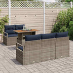 Garten-Sofa-Set mit Kissen 6 pcs Grau und Marineblau