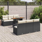 Garten-Sofa-Set mit Kissen 7 pcs Schwarz und Creme