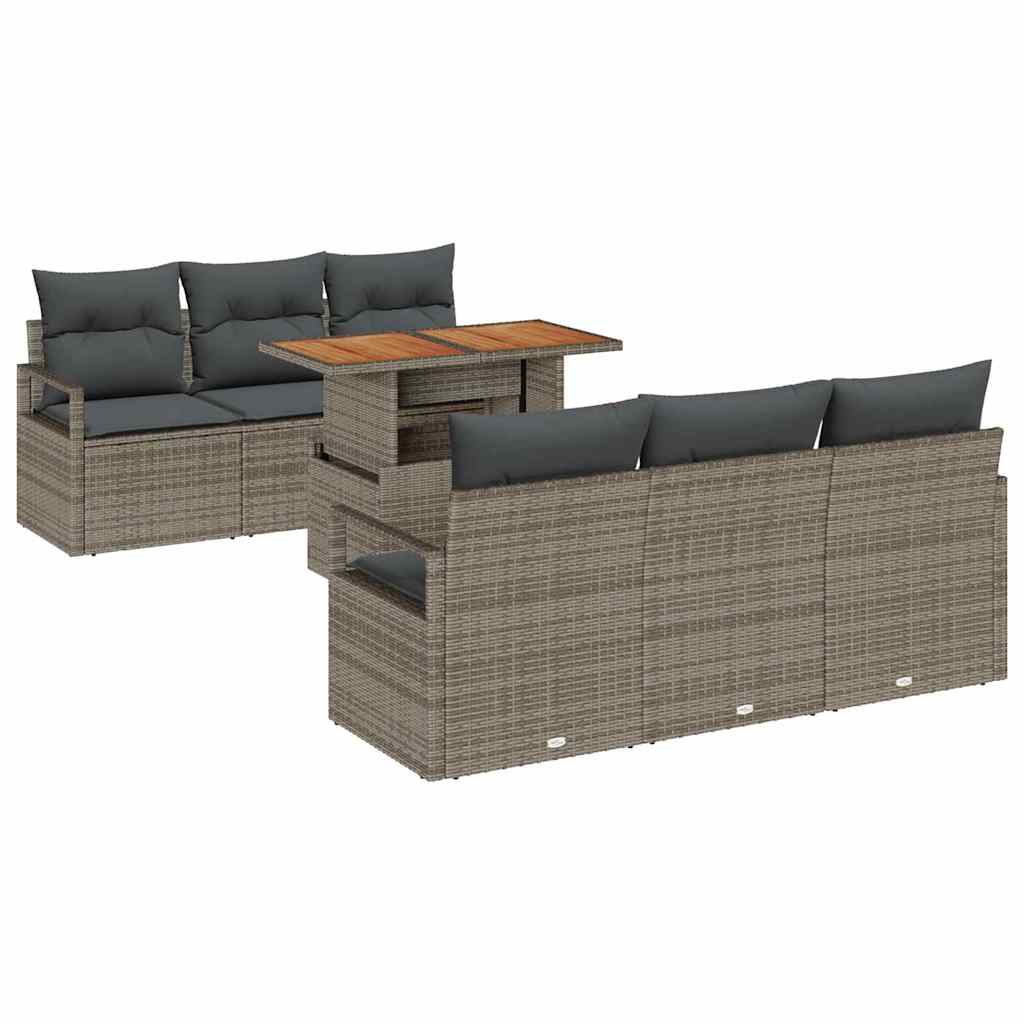Garten-Sofa-Set mit Kissen 7 pcs Grau
