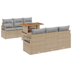 Garten-Sofa-Set mit Kissen 7 pcs Beige und Hellgrau