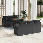 Garten-Sofa-Set mit Kissen 7 pcs Schwarz