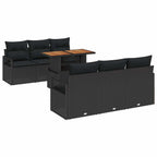 Garten-Sofa-Set mit Kissen 7 pcs Schwarz