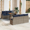 Garten-Sofa-Set mit Kissen 7 pcs Grau und Marineblau