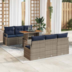 Garten-Sofa-Set mit Kissen 7 pcs Grau und Marineblau
