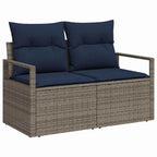 Garten-Sofa-Set mit Kissen 7 pcs Grau und Marineblau