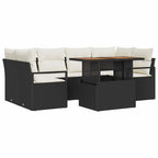 Garten-Sofa-Set mit Kissen 7 pcs Schwarz und Creme