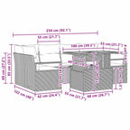 Garten-Sofa-Set mit Kissen 7 pcs Schwarz und Creme