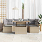 Garten-Sofa-Set mit Kissen 7 pcs Beige und Hellgrau