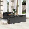Garten-Sofa-Set mit Kissen mit Kissen 8 pcs Schwarz und Braun