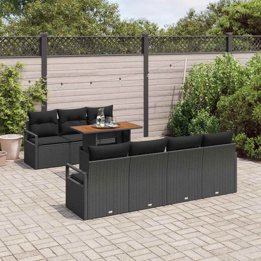 Garten-Sofa-Set mit Kissen mit Kissen 8 pcs Schwarz und Braun