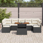 Garten-Sofa-Set mit Kissen 8 pcs Schwarz und Creme